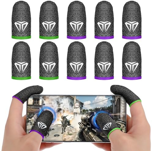 WLLHYF 10 Stück Gaming Finger Sleeves Elasthan Fasern Mobile Game Touchscreen Fingerhülse Bequeme Atmungsaktiver Anti-Schweiß Finger Handschuhe Daumenhülsen Fingerabdeckung Fingerlinge