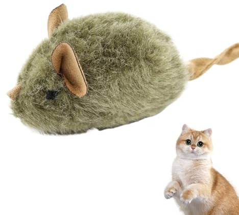 Lunaobrik Fuzzy Mäuse Katzenspielzeug, Mäusekatze Spielzeug, Haustierkätzchen Kauspielzeug, quietschende sköldpaddor realistiskt interaktiv för inomhusbruk