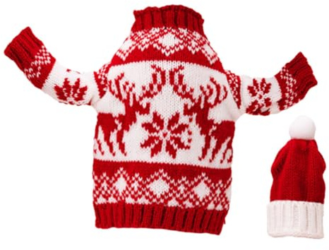 SHINEOFI Housse de Bouteille de Vin de Noël en Polyester Doux, Taille Standard, Motif Renne Rouge, Accessoire de Fête Festif pour Décoration de Table, Lavable en Machine, Ensemble 1 Pièce