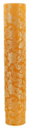 Amosfun Scatola Telescopica per Pezzi di Calligrafia Motivo Drago Giallo, Tubo per Poster in Broccato Resistente da 35-62 Cm, Custodia per Conservazione Opere D’Arte e Regalo Elegante