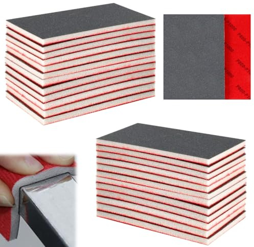 Set di 24 spugne abrasive, 80 – 3000, grana secca e bagnata, spugne abrasive flessibili, in legno, cuscinetti abrasivi professionali per metallo, legno, mobili, riparazione carrozzeria auto