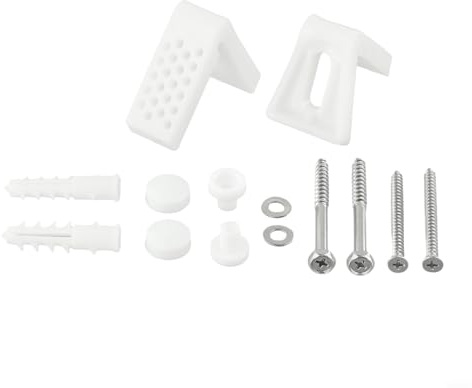 WC, set di fissaggio con viti angolari per WC, bidet e semiscolari, con viti, dadi e tappi di copertura, argento