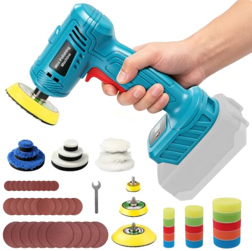 Minipolermaskin, kompatibel med Makita 18 V slipmaskin, liten, batteri, tryckluftsslip, 25 mm, 50 mm, 75 mm, tryckluft, excenterslipmaskin, bilpolerset, (utan batteri och laddare)