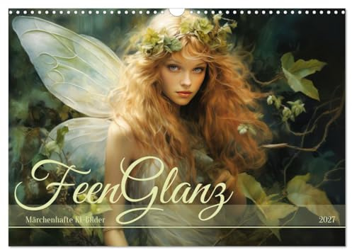 CALVENDO - Feenglanz (Wandkalender 2027 DIN A3 quer), Monatskalender: Märchenhafte KI-Bilder bezaubernder Feen