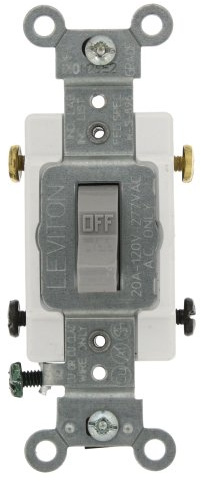 Leviton 20-Amp, 120/277-Volt, Toggle Double-Pole AC Quiet Switch, Commercial Grade, CS220-2GY, Gray
