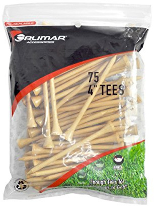 Orlimar 4-Inch Tall Extra Long Wood Driver Golf Tees, Natural (75-Pack)