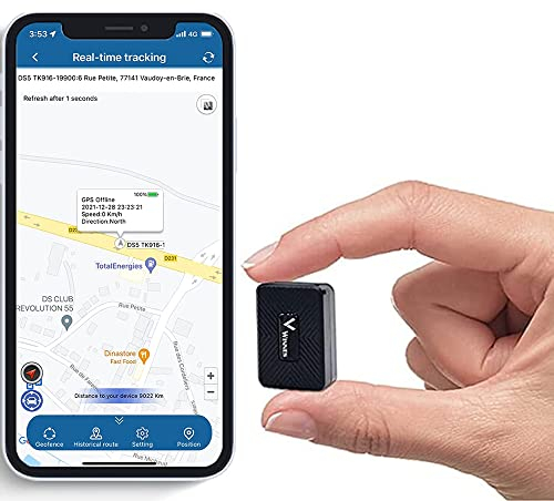 GPS Tracker Kinder Mini Ohne ABO Ortungsgerät mit Starker Magnet, Micro GPS Tracker Auto, Kid, Hund, Katze, Fahrrad, Wasserdicht 1500mAh Echtzeit-Tracking Tracker mit Kostenloser App