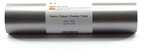 Selbstklebende Plotterfolie Vinylfolie 21 cm x 3 m glänzend 39 Farben zur Auswahl, Farbe:181 Silber