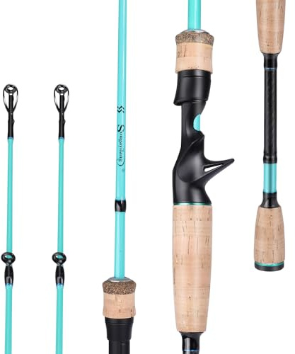 Sougayilang Angelrute, 30 Tonnen Carbonfaser Sensitive 2 Stück Baitcastrute & Spinnrute für Süß- oder Salzwasser, Turnierqualität, Angelrute mit 2 Spitzen für Bass-Blau 1,5 m