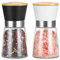 Vucchini Macina Sale e Pepe Colore Set Bianco e Nero, Facile da Ricaricare e Utilizzare, Macina Spezie in Ceramica per Cucina, con Ruvidezza Regolabile, Coperchi in Legno Conserva Fresco