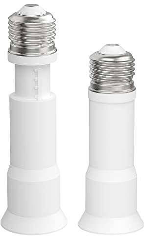JACKYLED E26 Light Socket Extender 4-Level Extendable, 3.1-4.3in/8-11cm Extension E26/E27 Adapter Socket Converter, Light Bulb Extension, Lamp Bulb Adapter for Living Room, Kitchen, 2-Pack