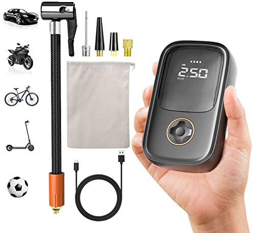 Bomba de aire eléctrica con batería de 4000 mAh, compresor de aire para bicicleta, con pantalla LCD digital y luz LED, como compresor de batería recargable para bicicleta, moto, coche, pelota