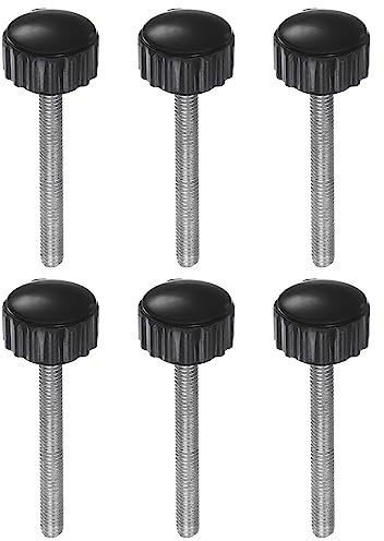 QUARKZMAN 6uds Moleteadas Sujeción Perillas M4 x 40mm Macho Rosca 16mm Cabeza Agarre Plástico Métrico Mariposa Tornillo Perno Perillas Roscado Perno Manijas, Negro