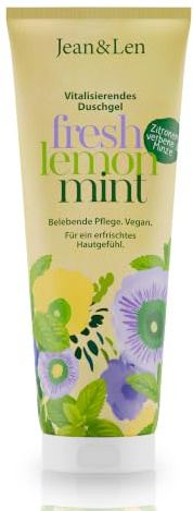 Jean & Len Vitaliserande duschgel Citronverbena & Mynta, vegan, 250 ml | Mild rengöring för en märkbart mjuk hudkänsla, fräsch doft, utan mineralolja