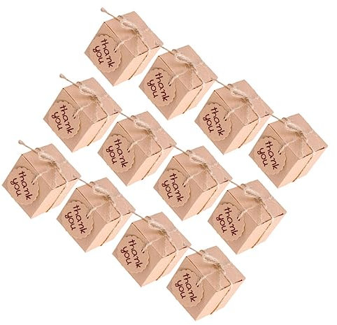 Amosfun 40stücke Kreative Teiliges Diy Geschenkkarton Aus Kraftpapier Quadratische Hochzeit Favoriten Box Mit Danke -tag Und Schnur Für Hochzeiten Partys Und Gastgeschenke