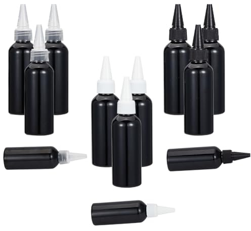 GOMAKERER 12 Stück 3 Farben Runde Kunststoff Quetschflaschen, 80ml Spenderflaschen mit Drehverschluss Twist-Top-Applikatorflaschen, Düsenapplikatorflasche Für Handwerk, Küche, Haushalt