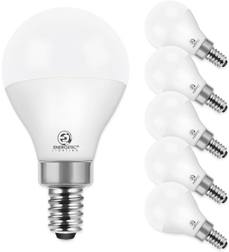 Energetic A15 LED Light Bulb, E12 Base Candelabra Base Chandelier Light Bulb, 5.5W(40w Equivalent), 550 Lumen, 3000K Warm White, Non-Dimmable Ceiling Fan Light Bulbs, 6 Pack