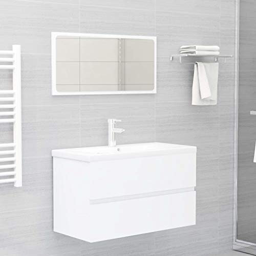 Lauuoeriau Möbelartikel Home Badmöbel-Set Weiß Holz-Möbel
