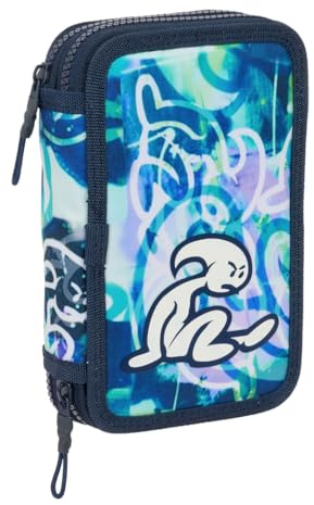 safta EL NIÑO Kook - Trousse Scolaire pour Enfant, avec 29 Outils Inclus, idéale pour Les Enfants de 5 à 14 Ans, Confortable et Polyvalente, qualité et résistance, 12,5 x 4 x 19,5 cm, Bleu Marine, M,