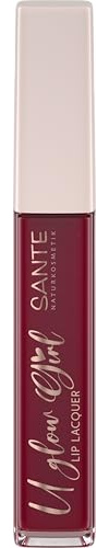 SANTE Naturkosmetik U Glow Girl Lip Laquer 03 Rot, Farberlebnis mit sanftem Glanz, pflegend mit Sheabutter, NATRUE-zertifiziert, Limited Edition, 5,6 ml