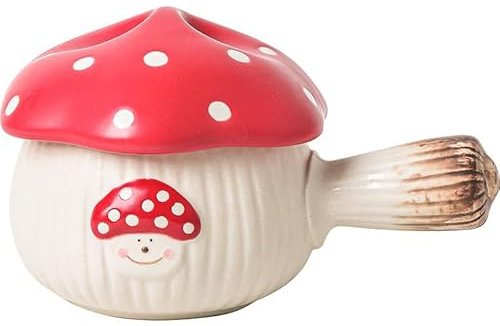 YY Olla de sopa en forma de hongo con asa y tapa, olla de sopa de cebolla de 16 onzas, uso para guisos, ensaladas, gachas y más