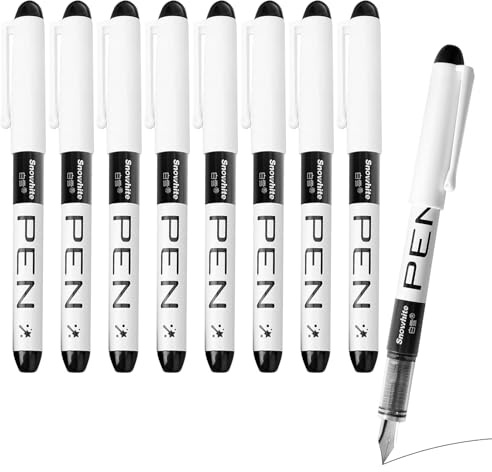 9 Pcs Black Disposable Fountain Pens for Writing EF Nib Ink Fine Point Pens Smooth Writing Pens for Sketching Journaling Lettering Text Highlighting Calligraphy Office College School (0.38MM)