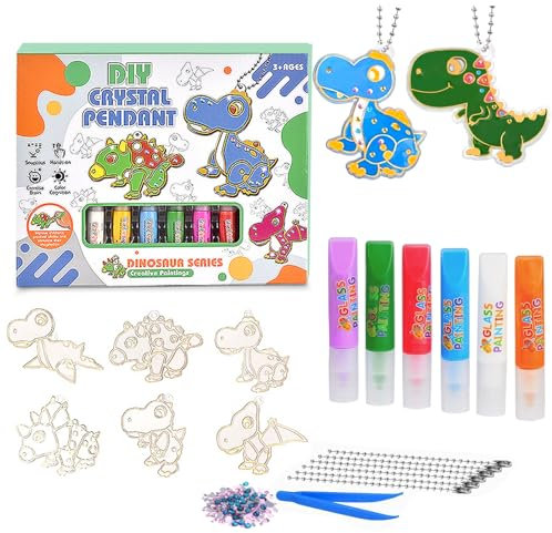 Altaroo Window Color Set Kinder, Fensterfarben Kinder, Window Color Dinosaurier, DIY Kristallfarben Kunst, Window Color für Glas, Spiegel, Fliesen und Folie, Suncatcher DIY