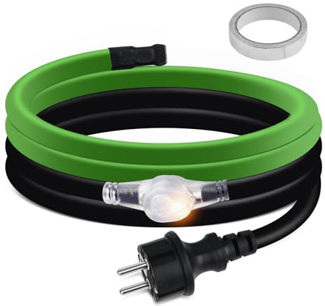 Cavo scaldante da 2 m con termostato, cavo scaldante antigelo autoregolante da 35 W/m con spia di funzionamento, riscaldamento tracciante per tubi dell'acqua, grondaie e mangiatoie per bestiame, IP68