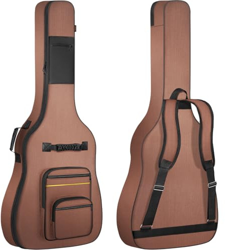 OUUTMEE 43 Zoll Akustikgitarre Tasche 111 x 45 x 12 cm Gigbag für Akustikgitarre Verstellbare Schulter Tasche für Akustikgitarre 5 mm Perlenwattepad 600D Oxford-Tuch，Braun