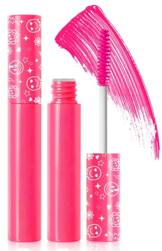 6 Couleurs Mascara Fluorescent, Mascara Lumineuse pour Soirées Mariages Scène, Halloween Noël, Haute Pigmentation Applicable aux Cils Sourcils Cheveux (Rose)