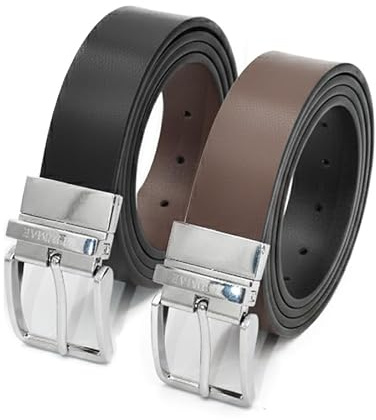Zerimar Cinturón de Piel para Hombre Reversible 33mm – Cuero Auténtico – Diseño Casual y Elegante – Ideal para Vestir o Uso Diario –Color Negro y Marron – Talla 110