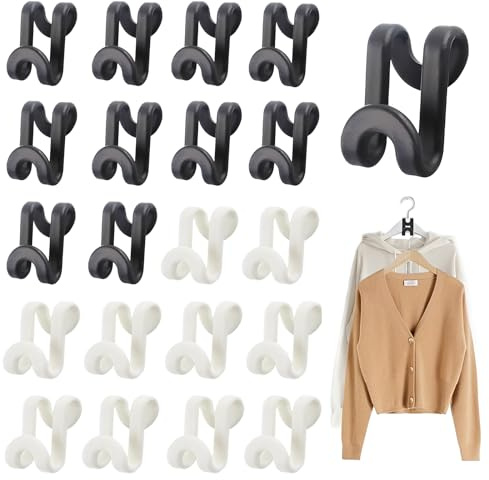 NiceNaiils 20 Pcs ganchos, ganchos de conexión para perchas con revestimiento de terciopelo antideslizante, Complemento para perchas de terciopelo, ganchos de extensión flocados, ahorran espacio