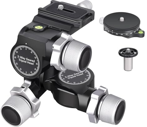 Camera Ball Head, GH5 3-Way Geared Tripod Head with Arca Type QR Plate,Millimeter Micro Adjustment,Full CNC Aluminum Alloy, Max Load 6kg,parts(GH5 Kit)