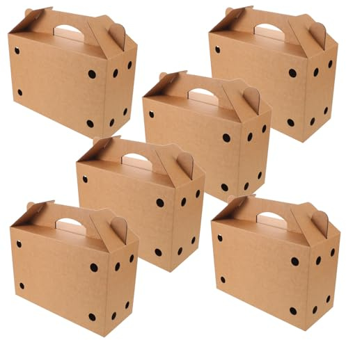 Small Animal Carrier Box with Handle, 6pcs Cardboard Paper | Pigeon Box, Chicken Transport Box, PET Shipping Cardboard Box for Shipping