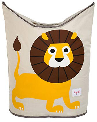 3 Sprouts, Contenitore Portabiancheria da Bagno per Bambini, Ideale per Contenere i Panni in Bagno e in Lavanderia, Decorata con Leone, con Imbottitura, 48x28x56 cm