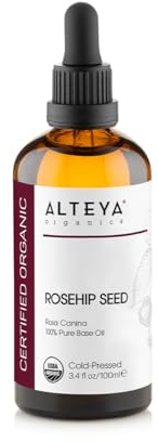 Alteya Bio Hagebuttenöl 100ml - 100% USDA Organic-zertifiziert Rein Natürlich Kaltgepresst Hagebuttensamen-Trägeröl – Feuchtigkeitsspendend, Aufbauend, in Premium therapeutischer Qualität