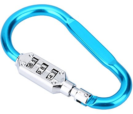 Kombikarabiner, Karabiner Code mit Schloss Rückstellbarer Fester Kletterkarabiner mit 3-Stelligem Zahlenschloss für Reisekoffer Outdoor Klettern(Blau)
