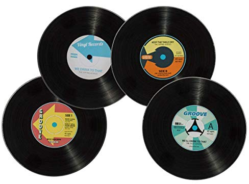 ootb Posavasos de Vidrio, Disco, Aprox. 10 cm, Negro