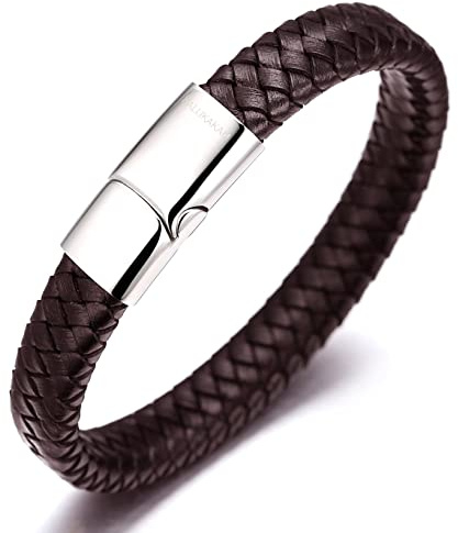 HALUKAKAH Barn ● Solo Junior ● Pojkar Äkta Läderarmband Brun 6-12+3 år. Titan Magnetlås 7/18cm med Gratis Presentbox