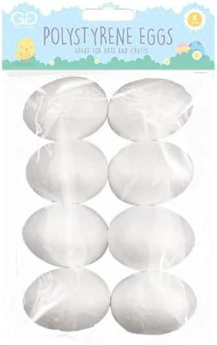 Guilty Gadgets Paquete de 8 huevos de poliestireno de espuma de Pascua Crea tus propios patrones de manualidades para exhibición decorativa