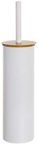 Home Gadgets Escobillero WC con Tapa Madera Blanco 37 cm
