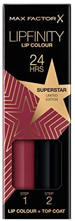 Max Factor, Lipfinity Lip Colour Tinta Labbra Matte Lunga Durata E Gloss Idratante, Applicazione Bifase, Edizione Limitata, 86 Superstar