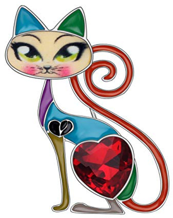 DOWAY Broche elegante de cristal para colgar en la solapa para mujeres y niñas, regalo de gato para mascotas, mochilas insignias, bolsas de ropa, chaquetas y joyas