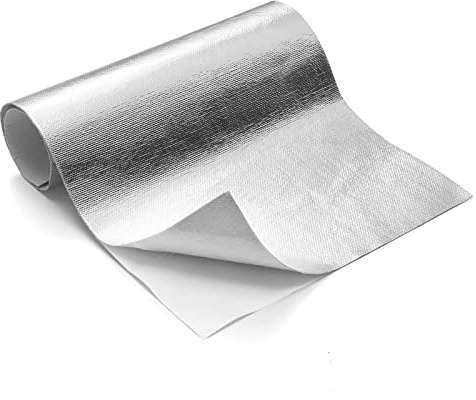 FLASLD Aluminiserad värmeskyddsmatta, termisk barriär, självhäftande baksida, värmefilt, 100 x 150 cm, glasfiberisolering, reflekterande material, högt temperaturskydd