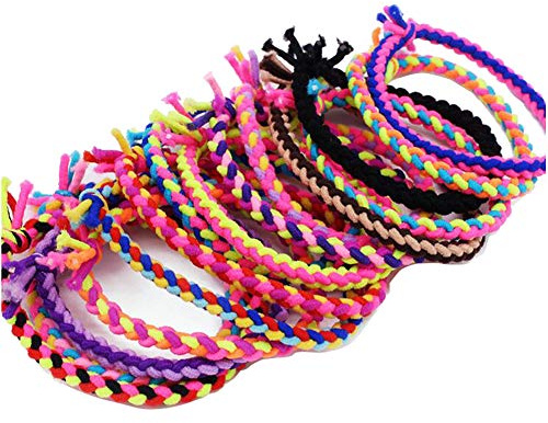 50 Stück mehrfarbige geflochtene elastische Haarringe Haargummi Gummiband Pferdeschwanz Halter Stirnband Kopfbedeckung Haarschmuck Haarschmuck (Farbe zufällig)