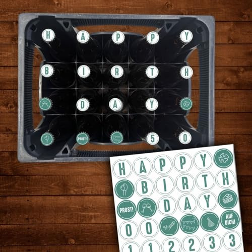 AUFKLEBER SET für Bierkasten - Happy Birthday - 18. - 100. Geburtstag Geschenk Schnappszahl Geschenkidee