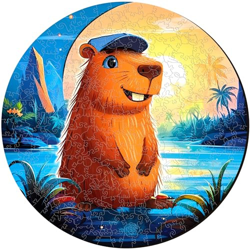 ESC WELT Träpussel Capybara 300 bitar – Sofistikerat tankespel för barn och vuxna – miljövänlig och underhållande pedagogisk leksak – utmanande spel – tänkande spel av trä