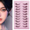 10 pares de Pestañas de Ojo de Gato, Pestañas postizas 3D naturales, Pestañas Postizas Hechas a Mano Puras, Reutilizables para Fiestas y Bodas