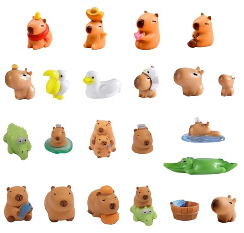 HDGSAFD 22 Piezas Adornos Capibara Dibujos Animados, Micro Paisajismo Resina Creativos Lindos Escritorio