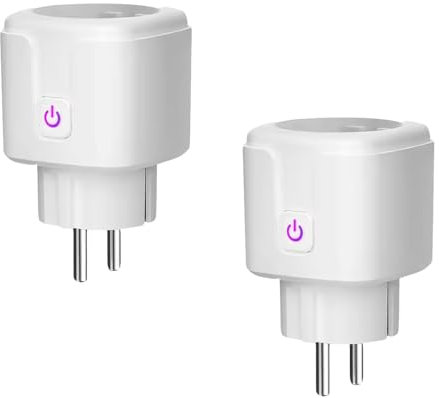 Enchufes conectados WiFi 20 A (paquete de 2) - Smart Plug Contador de Energía | Compatible con Alexa, Google, Tuya | Programación, Seguimiento Conso y Protección Sobretensión - 240 V
